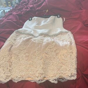 Elegant Cream and White Lace Dress